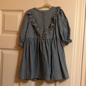 Bonpoint Blue Ruffled Denim Dress Size 6